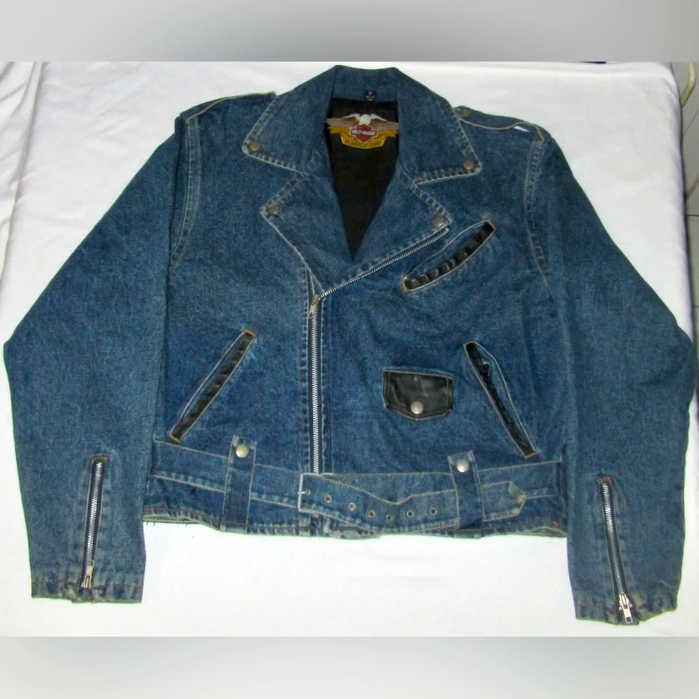 Vintage Rare Harley Davidson Denim Motorcycle Jacket